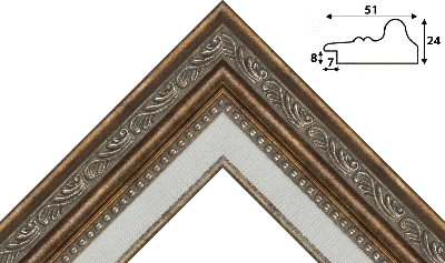 Багет цветной бронзовый, цвет "серебро" из пластика 614