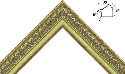 Багет цветной зеленый, цвет "золото" из пластика 817