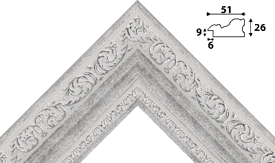 Багет цветной серый, цвет "серебро" из пластика 1279