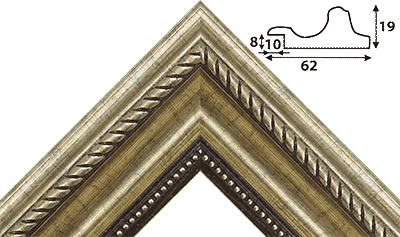 Багет цветной серебро, цвет "золото" из пластика 1290