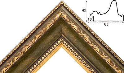 Багет цветной зеленый, цвет "золото" из пластика 1343