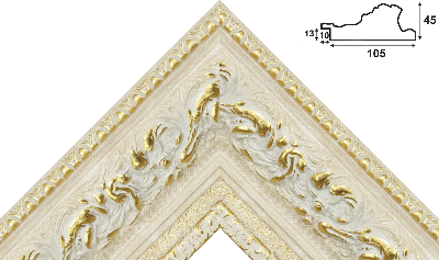 Багет цветной бежевый, цвет "золото" из пластика 1441