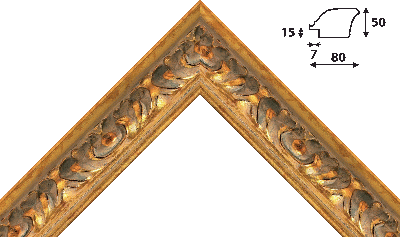 Багет цветной золото из дерева 1174