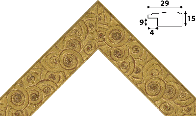 Багет цветной золото из дерева 1208
