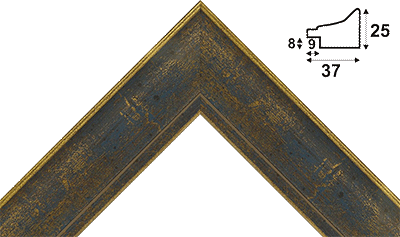 Багет цветной синий, цвет "золото" из дерева 1323