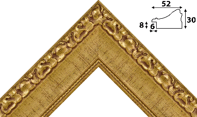 Багет цветной золото из дерева 1348