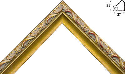 Багет цветной золото из дерева 1558