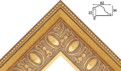 Багет цветной золото из дерева 1722