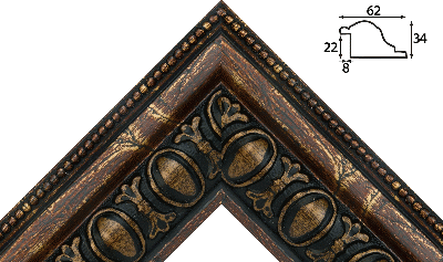 Багет цветной коричневый, цвет "золото" из дерева 1723