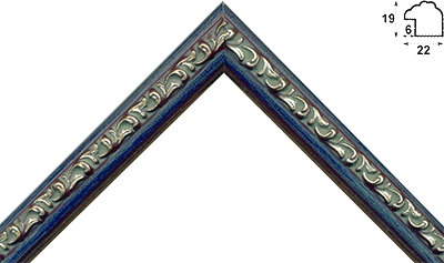 Багет синий, цвет "серебро" из дерева 1119