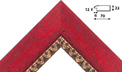 Багет красный, цвет "золото" из дерева 1453