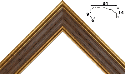 Багет коричневый, цвет "золото" из пластика 438