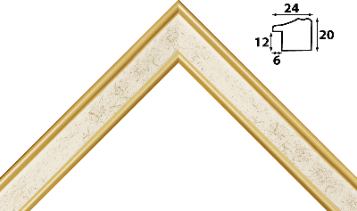 Багет золото, цвет "белый" из пластика. Артикул ps0480-13