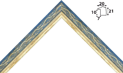 Багет синий, цвет "золото" из пластика 962