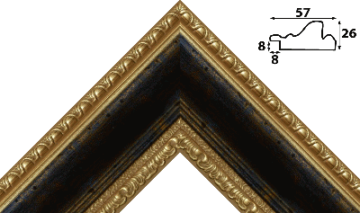 Багет черный, цвет "золото" из пластика 1127