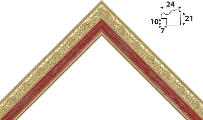 Багет золото, цвет "красный" из пластика 1151