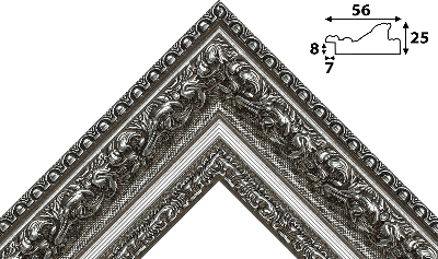 Багет серебро, цвет "черный" из пластика 1161