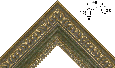 Багет золото, цвет "зеленый" из пластика 1170