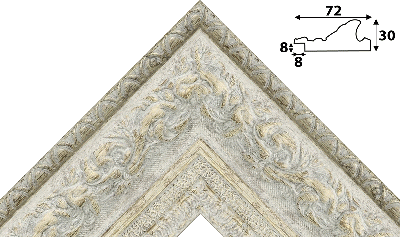 Багет белый, цвет "золото" из пластика 1312