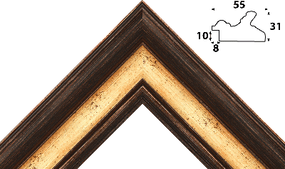 Багет коричневый, цвет "золото" из пластика 1354