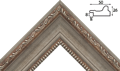 Багет серебро, цвет "коричневый" из пластика 1372