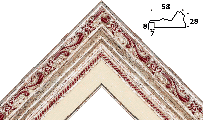 Багет серебро, цвет "красный" из пластика 1421