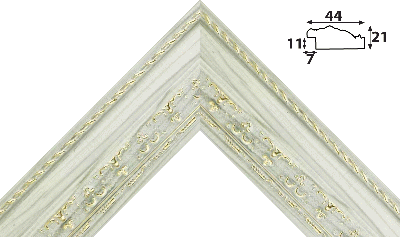 Багет белый, цвет "золото" из пластика 1443