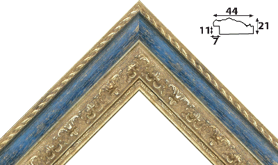 Багет синий, цвет "золото" из пластика 1544