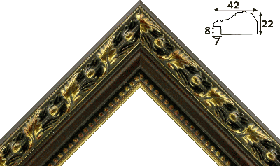 Багет коричневый, цвет "золото" из пластика 1597