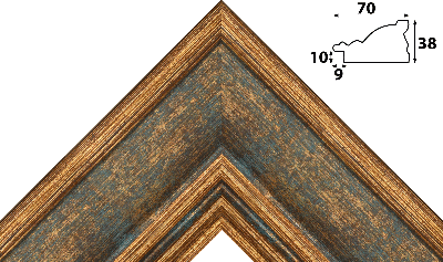 Багет золото, цвет "синий" из пластика 1687