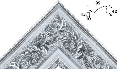 Багет серебро, цвет "белый" из пластика 1770