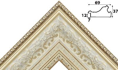 Багет бежевый, цвет "золото" из пластика 1785