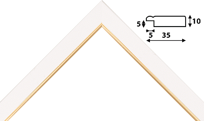 Багет белый, цвет "золото" из дерева. Артикул 200-01 306