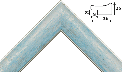 Багет голубой, цвет "серебро" из дерева. Артикул 34-11 1448